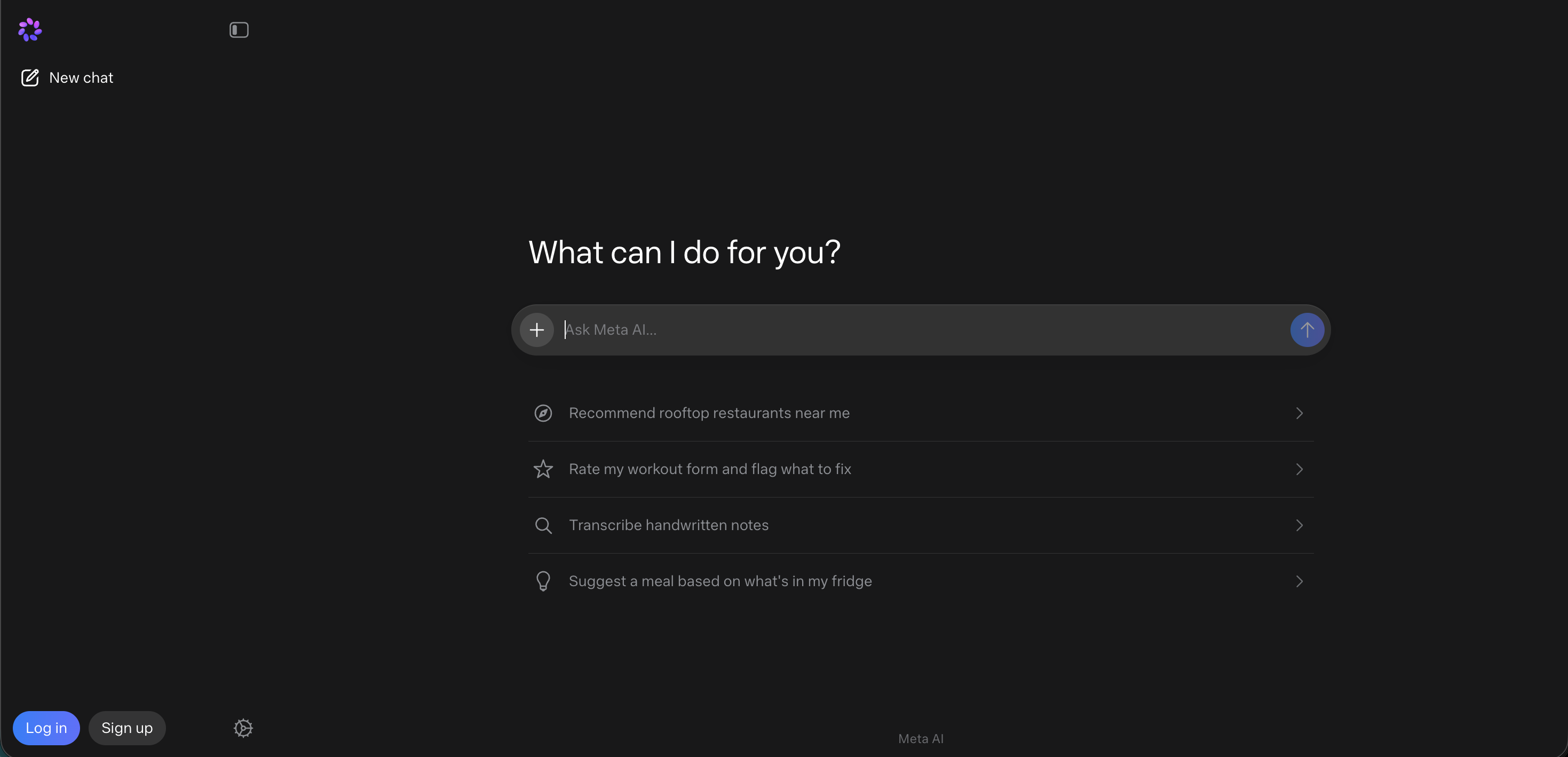 Meta AI interface