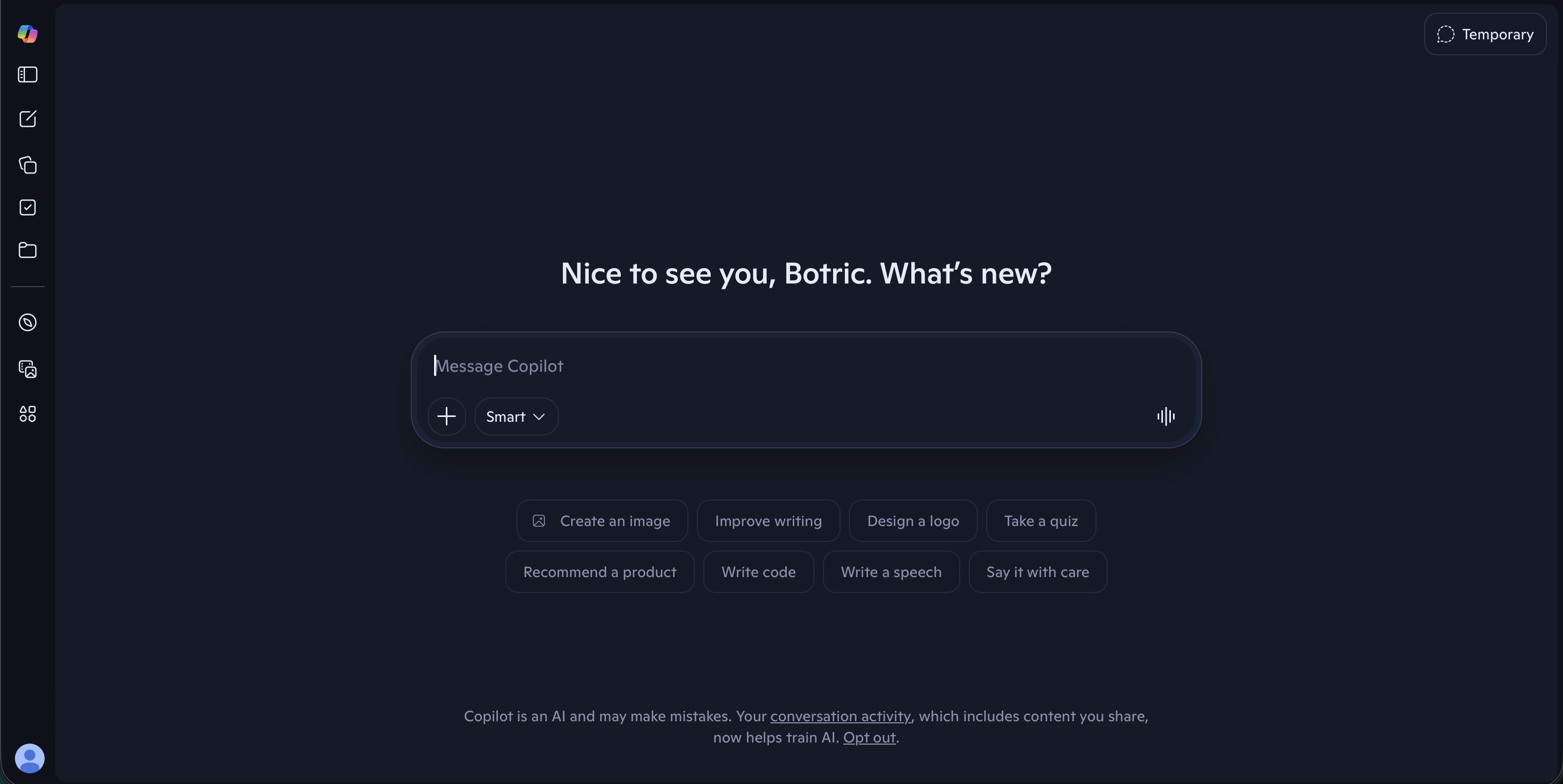 Microsoft Copilot interface